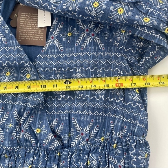 Anthropologie Forever That Girl Blue Floral Embroidered Smocked Top Medium NWT - Picture 7 of 8